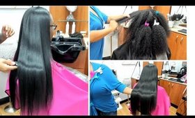 DETAILED SILK PRESS on LONG HAIR 30 INCHES!!