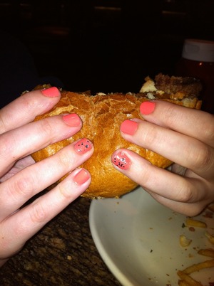 I love the Burgers and Nails blog so I wanted to take a picture of my nails yesterday.