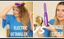 ELECTRIC DETANGLING BRUSH  VS TANGLE TEEZER: BATTLE OF THE HAIR DETANGLER BRUSHES. WHO WINS?