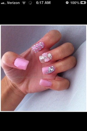 Pink with rhinestones, glitter, and bow