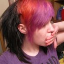 Red, purple and black hair