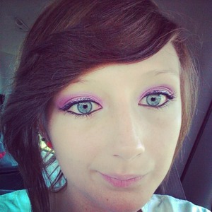 Used hard candy eye liner and purple color palette. Along with wet and wild eyeliner.  