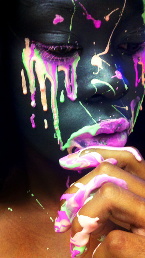 https://www.facebook.com/pages/Tynea-Tyghtline/141982755881456
I used Crayola none toxic neon paint of the splatter 