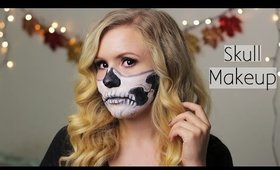 Half Bottom Face Skull Halloween Makeup Tutorial