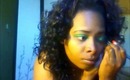 How Green Pigment Powder used as Eye Shadow looks on a Brown Skin girl