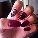 "Wine" nails with leopard:) 