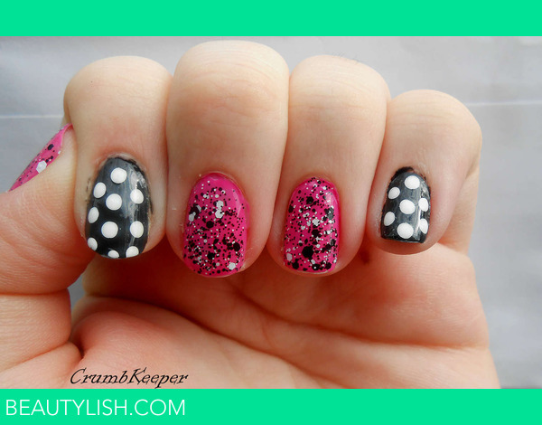 Polka dots pink accent nails | Bry R.'s (BryAnna) Photo | Beautylish