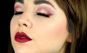 Burgendy eyes with deep red eyeliner and lips