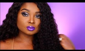 Full Face Makeup tutorial : Cool toned eyes and glossy purple lips ft.  Dsoar Hair !