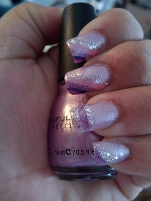 sinsful colors "purple diamond " base then some glitter nail art 