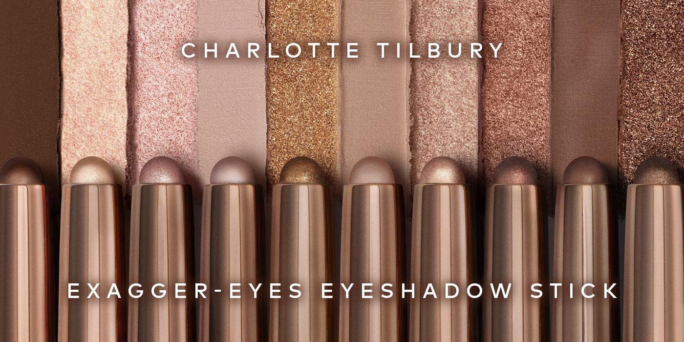 No palette required. These Charlotte Tilbury Exagger-Eyes Waterproof Eyeshadow Sticks give you creamy, blendable color in one easy swipe, then sets for up to 24-hour waterproof, crease-proof, fade-proof wear.* Shop them here at Beutylish.com