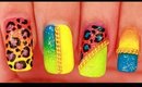 Neon Leopard & Chains nail art