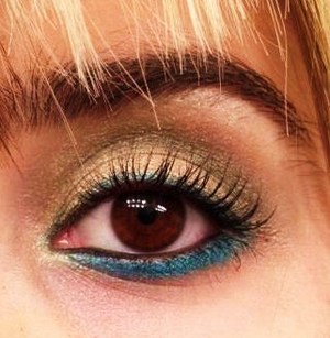 I have always loved the combo. The gold is from Urban Decay and the blue is from Cargo.