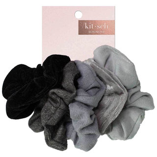 Velvet Scrunchies Black / Gray