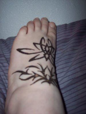 henna tattoo done on my foot.