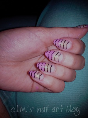 Stripes and ombre pink with yellow.