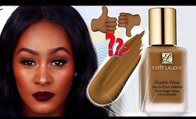 HYPED UP First Impression Estee Lauder Double Wear Foundation Review + Demo on DRY Skin | Shlinda1