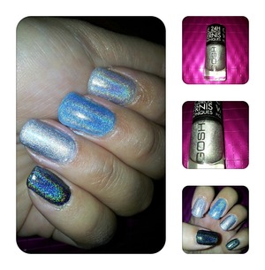 Holographic hero gosh ring finger nail 
And other holo polishes 