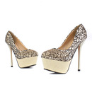 Glitter High Heel Platform Shoes With Crystal Lace Mesh