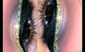 Double eyeliner  { gold glitter}