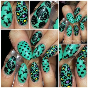 my client let me have free reign on her nails.. this is what I came up with :)