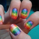 Rainbow nails with glitter