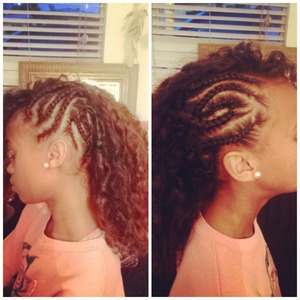 Braids into a mowhawk left and right side