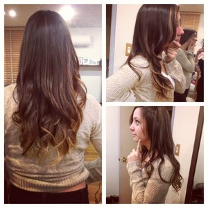 Light ombré with highlights and blow dry 