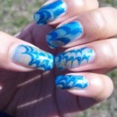 Blue water marble design