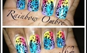 #121 Rainbow Ombre Cheetah Nail Look
