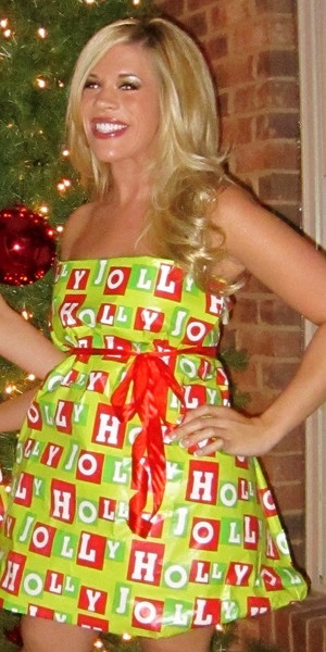 me in my wrapping paper dress I made