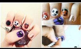 Halloween nail art (ghost/skull/pumpkin/spider..) Short nails ♡