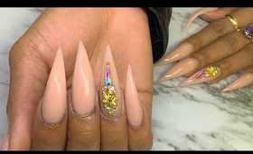 HOW TO: Stiletto Shaped Acrylic Nails with a Curve | Watch Me Work