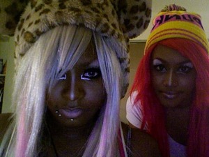 Me and my friend Lisha in manba make up. I'm the one w/ the hot pink hair hehe