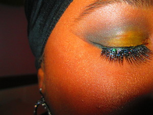 This is my very first attempt at eye shadow with a false eyelash. 
Sorry for the orange look to my camera!  6/12