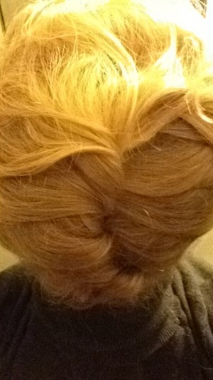 This hair is held by hairspray and one big bobby pin. 