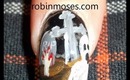 GRAVEYARD WITH BLOODY HAND halloween nails: robin moses nail art design tutorial