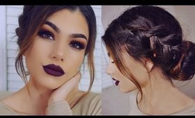 Full Coverage DARK Makeup Tutorial! + Romantic Braid Bun Updo!