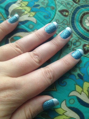 "French" manicure using OPI Bond Girls' Tiffany Case and Solitaire.