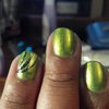Green Nails w| Black & Silver Design*