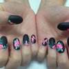 Matte acrylics with hand painted flowers