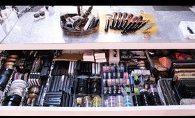 My filming/studio area and my modest make up collection !