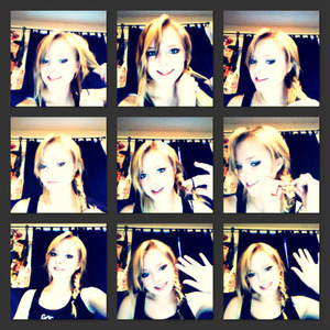 My picture tutorial! first part your hair into two sections. Then take a piece of hair from one side and put it in the other piece. Then repeat, take a piece,put it to the other side, do it on the other side then!. Do that until you have no hair to braid left1 Then secure with a hair tie and wallah! Fishtail braid! <3