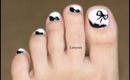 Pink & Black Toe Nail Design