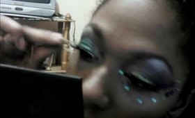 Carnival Makeup Tutorial for green and blue
