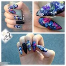 galaxy stiletto nails with glitter