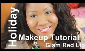 Easy 2013 Holiday Makeup Tutorial - Glam Gold Eyes and Bold Red Lips