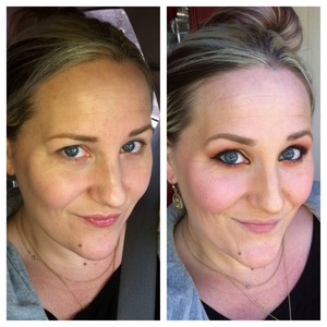 On the left I'm just wearing BB cream, brows and gloss. On the right, all dolled up! 