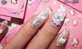 ★Hime hello kitty nail art tutorial★★ ハローキティ ネイルアート★★