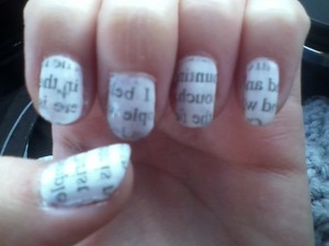 My attempt at Newspaper Nails.  Probably my favourite design =]
